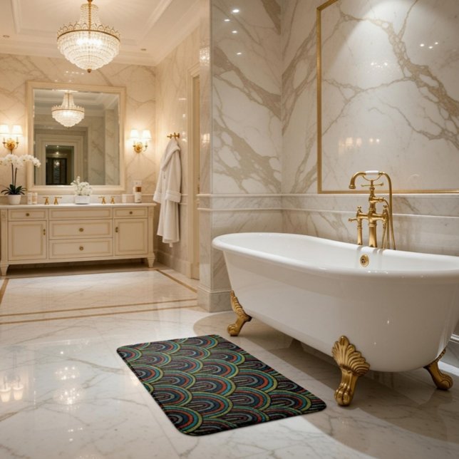 Retro Embroidery Arc Pattern Bath Mat (Creator Uploaded)