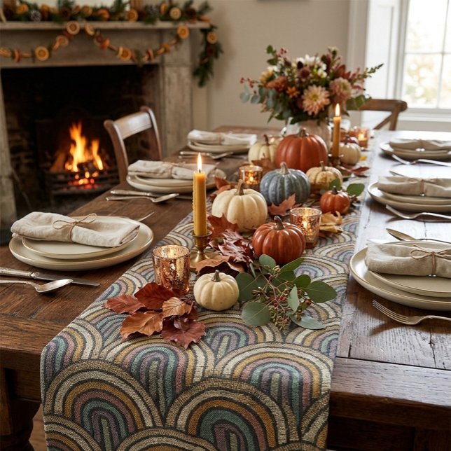 Retro Embroidery Arc Pattern Table Runner (Creator Uploaded)