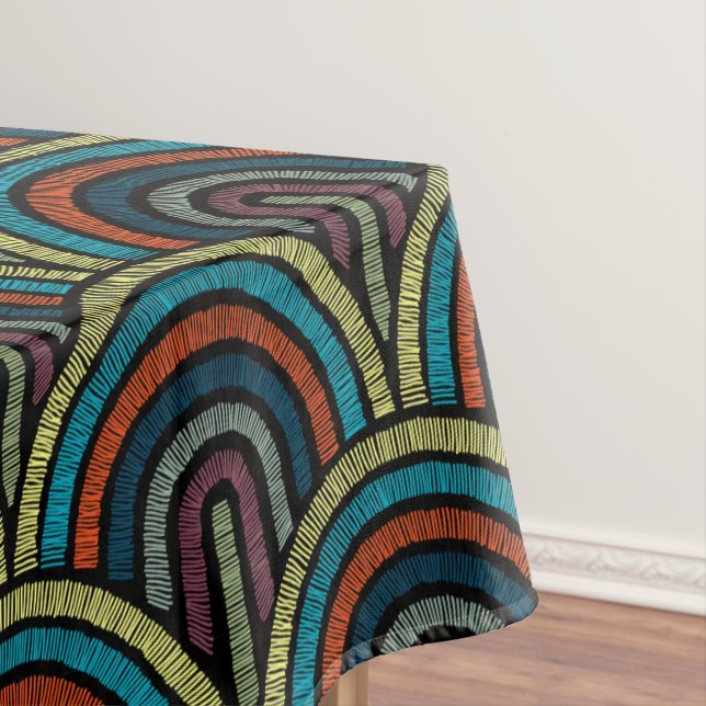 Retro Embroidery Arc Pattern Tablecloth (In Situ)
