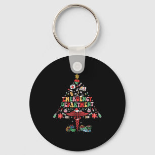 Retro Emergency Department Christmas Tree Er Crew  Key Ring
