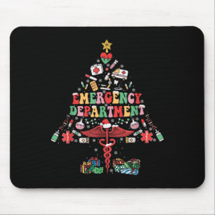 Retro Emergency Department Christmas Tree Er Crew  Mouse Pad