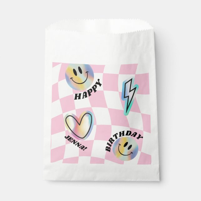Retro Emoji Smile Birthday For Girls Favour Bags (Front)