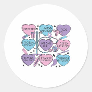 Retro Endocrinology Valentine's Endocrinologist He Classic Round Sticker