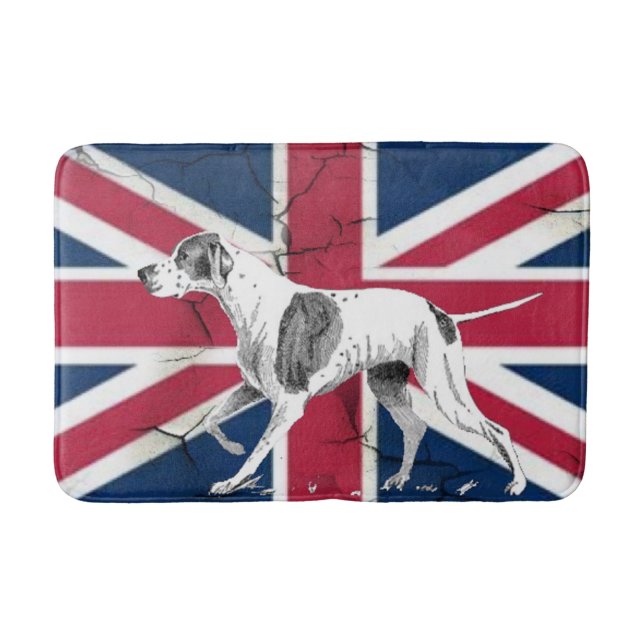 Retro English pointer dog British union jack flag Bath Mat (Front)