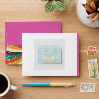 Retro Envelope Heart Design Note Cards – Colourful
