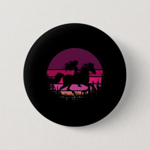 Retro Equestrian Girls Horses Vintage Girl Riding 6 Cm Round Badge