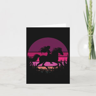 Retro Equestrian Girls Horses Vintage Girl Riding Card