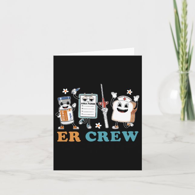 Retro Er Crew Emergency Room Funny Er Ed Nurse Tec Card (Front)
