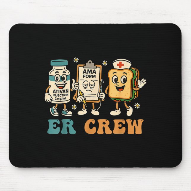 Retro Er Crew Emergency Room Funny Er Ed Nurse Tec Mouse Pad (Front)