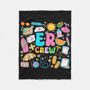 Retro Er Crew Summer Vacation Emergency Department Fleece Blanket