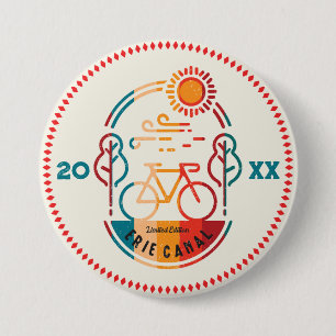 Retro Erie Canal Bike Trail. 7.5 Cm Round Badge
