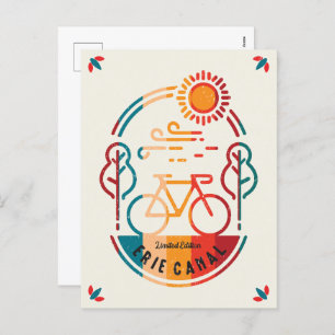 Retro Erie Canal Bike Trail. Holiday Postcard