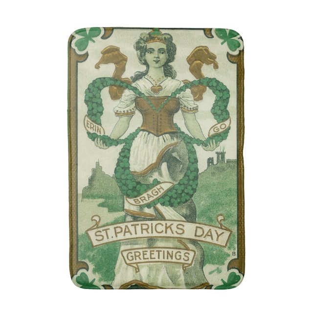 Retro - Erin Go Braugh. St. Patricks Day Greetings Bath Mat (Front Vertical)
