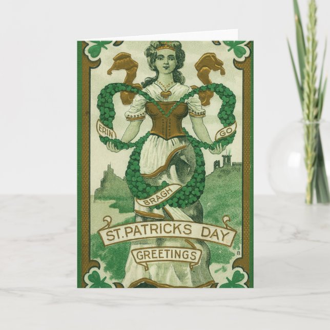 Retro - Erin Go Braugh. St. Patricks Day Greetings Card (Front)