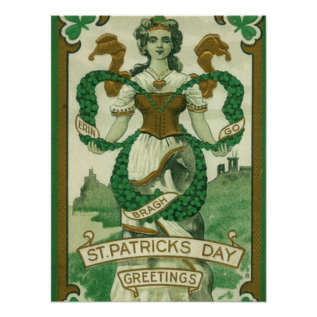 Retro - Erin Go Braugh. St. Patricks Day Greetings Poster (Front)