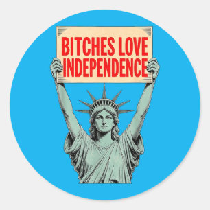 Retro Es Love Independence Funny 4th Of July 1 Classic Round Sticker