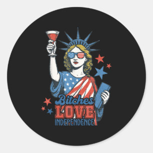 Retro Es Love Independence Funny 4th Of July Classic Round Sticker