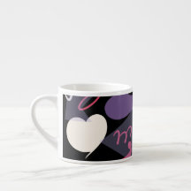 Retro espresso cup black, white, purple, pink