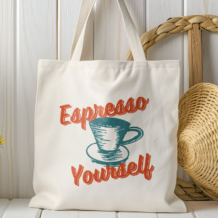 Retro Espresso Yourself, Coffee, Latte, Italian Tote Bag