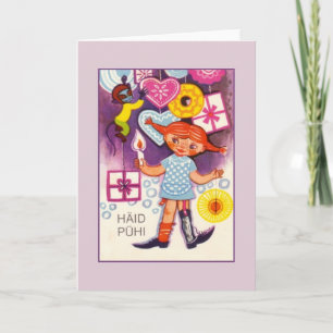 Retro Estonian Häid Pühi Christmas Greeting Card
