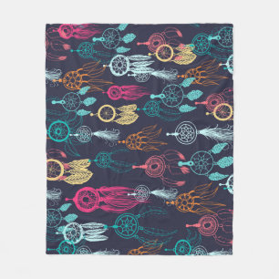 Retro Ethnic Doodle: Dreamcatcher Collection Fleece Blanket