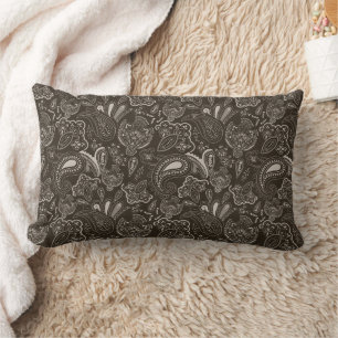 Retro ethnic vintage paisley floral pattern lumbar cushion