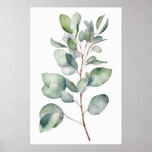 Retro Eucalyptus Print, Warercolor Eucalyptus Poster
