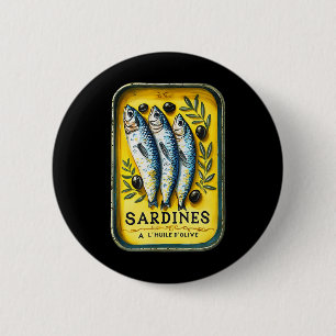 Retro European Yellow Summer Sardine Fish Can 6 Cm Round Badge