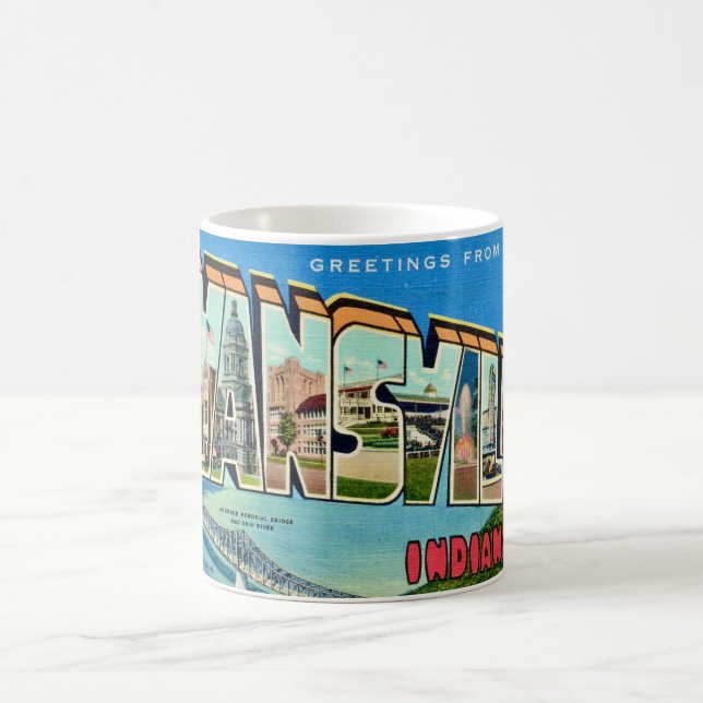 Retro Evansville IN Postcard Mug (Center)