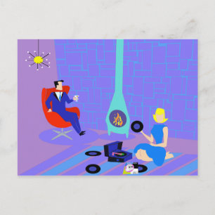 Retro Evening at Home Postcard