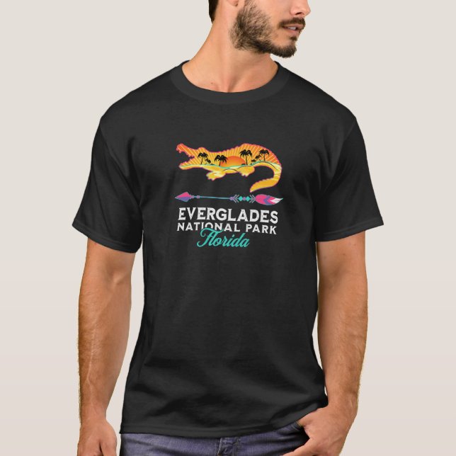 Retro Everglades National Park Florida Alligator S T-Shirt (Front)