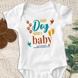 Retro Every Dog Needs A Baby Pregnancy Reveal Baby Bodysuit
