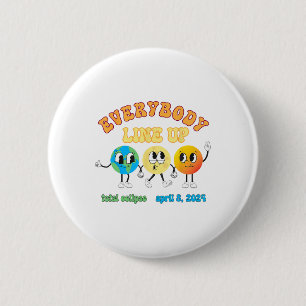 Retro Everybody Line Up Total Solar Eclipse 2024 E 6 Cm Round Badge