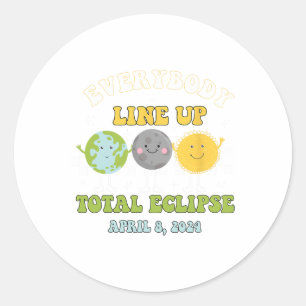 Retro Everybody Line Up Total Solar Eclipse 2024 E Classic Round Sticker