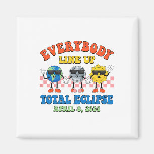 Retro Everybody Line Up Total Solar Eclipse 2024 E Magnet