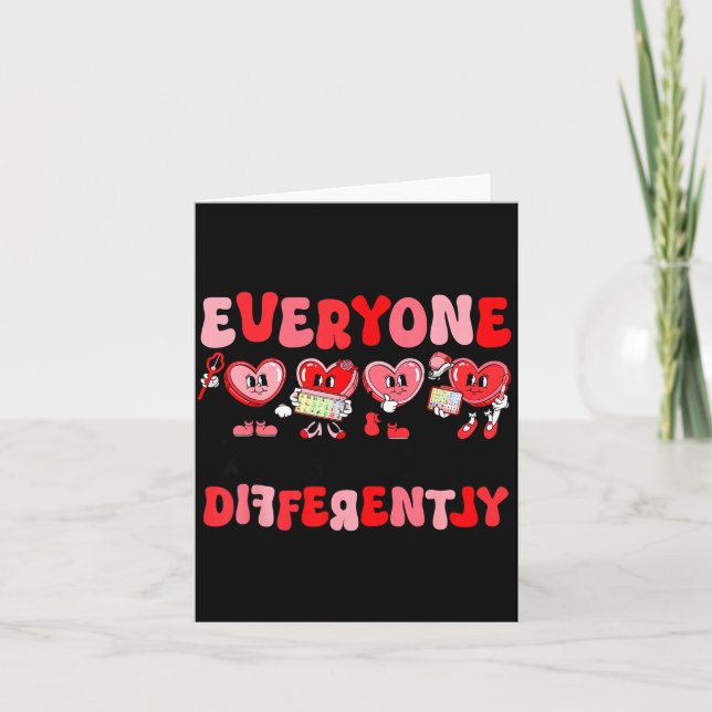 Retro Everyone Communicates Differently Autism Val Card (Front)