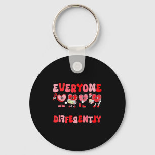 Retro Everyone Communicates Differently Autism Val Key Ring