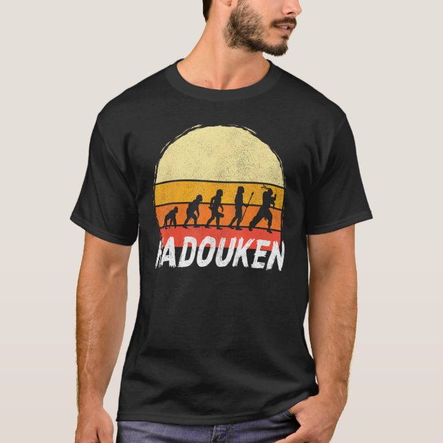 Retro  Evolution HADOUKEN Fighter T-Shirt (Front)