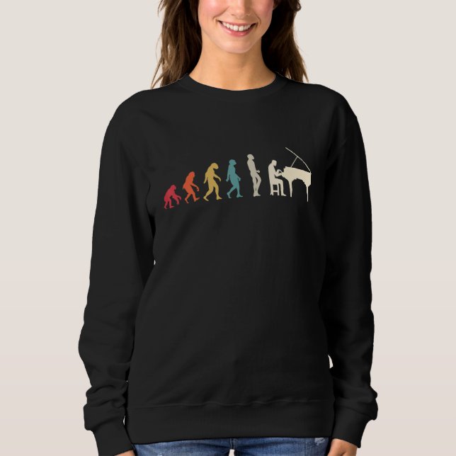 Retro Evolution Piano Player Pianist Classical Mus Sweatshirt (Front)