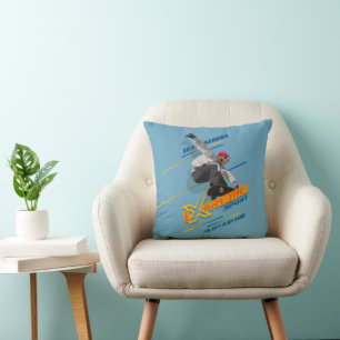 Retro Extreme Sport Skateboard   Throw Pillow 16"