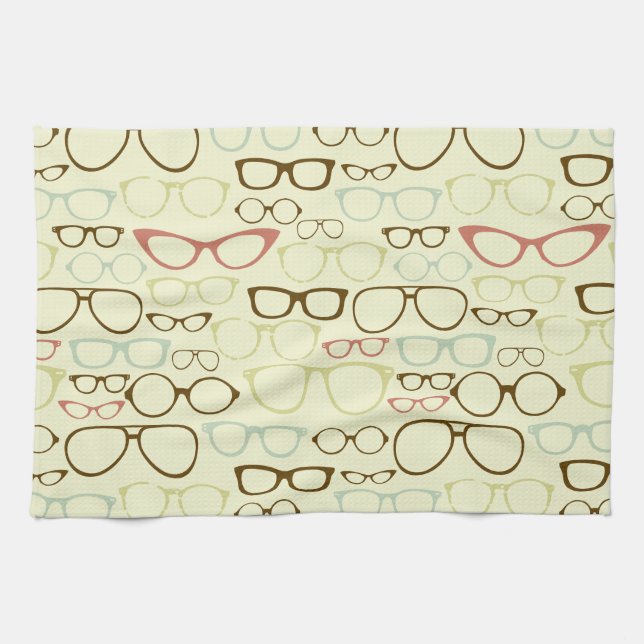 Retro Eyeglass Hipster Tea Towel (Horizontal)