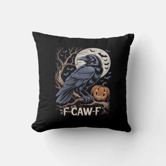 Retro F-Caw-F Bird Crow Funny Crow Bird Cawing Gru Cushion (Front)