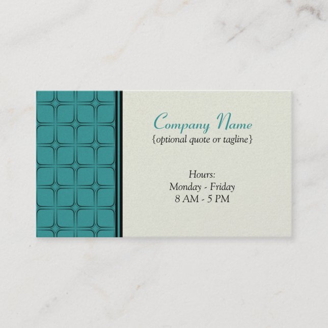 Retro Fab Business Card, Teal Business Card (Front)