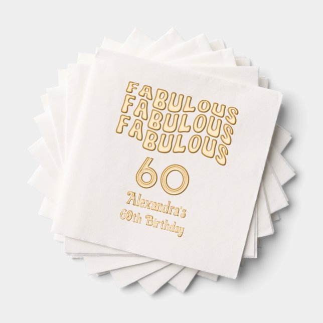 Retro Fabulous 60th or Any Age Birthday Party  Foil Napkins (Insitu (Stacked))