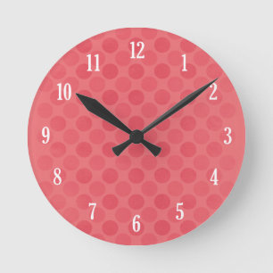 Retro faded red circles pattern round clock