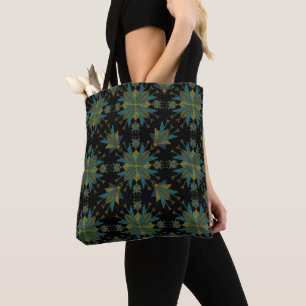Retro Fairy Stars Black Shoulder Tote Bag
