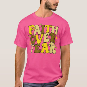 Retro Faith Over Fear Childhood cancer awareness 3 T-Shirt