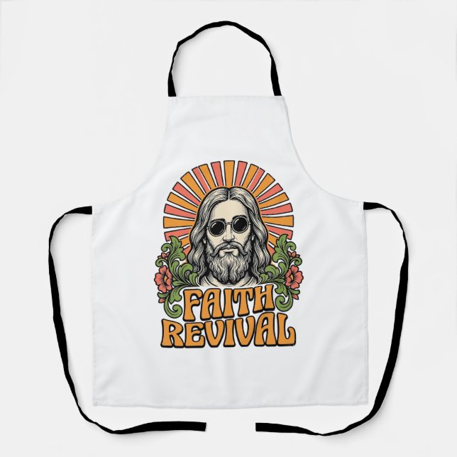 Retro Faith Revival Christian Engraving Vector Apron (Front)