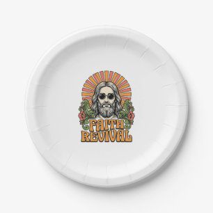 Retro Faith Revival Christian Engraving Vector Paper Plate