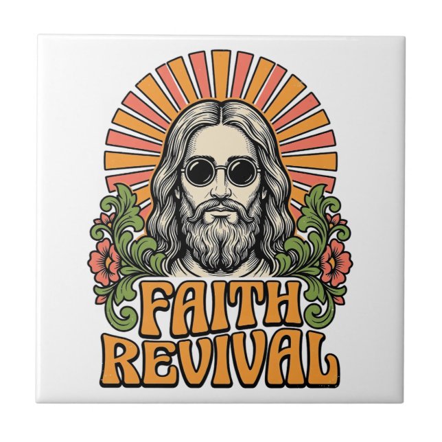 Retro Faith Revival Christian Engraving Vector Tile (Front)